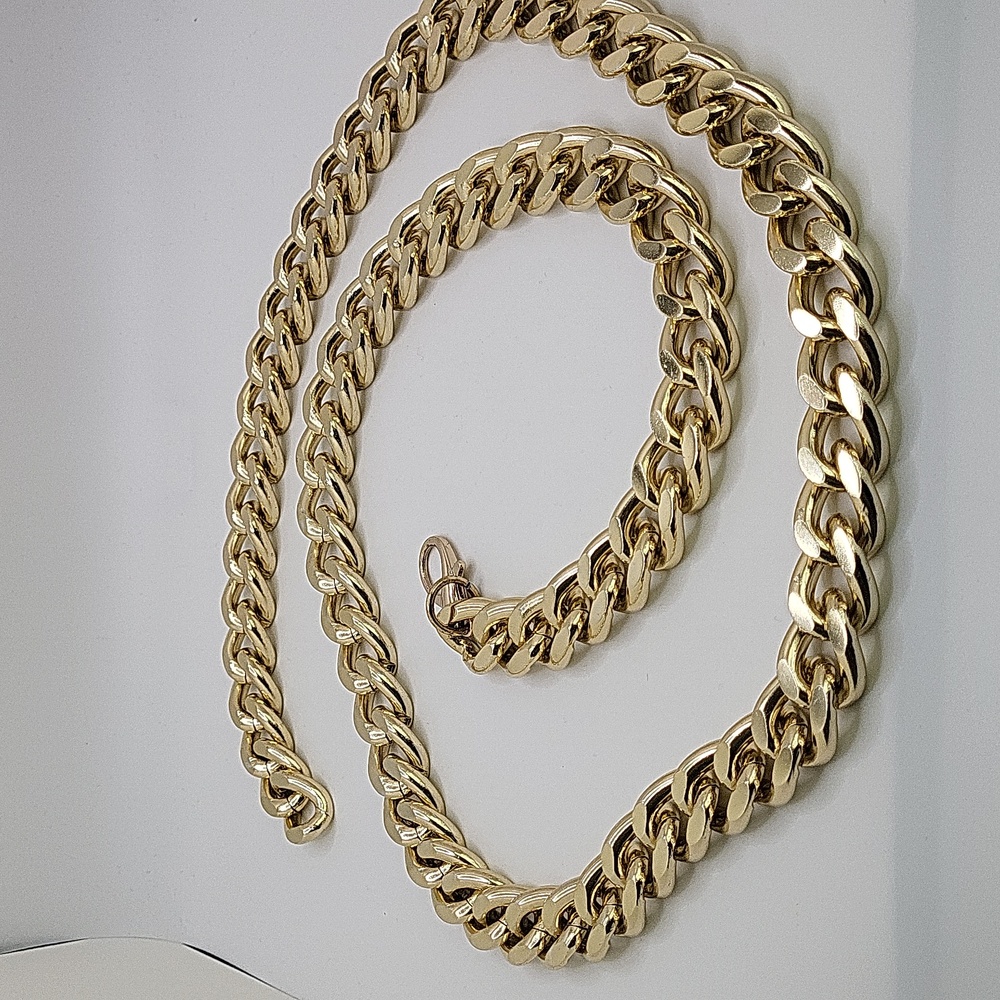 Women's Gold Tone Wide Cuban Link Chain Belt 42" end to end 3/4" width - Picture 8 of 11